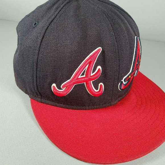 New Era 59Fifty Atlanta Braves Double Logo MLB Navy Blue Baseball Hat Size 7 5/8 - Picture 9 of 12